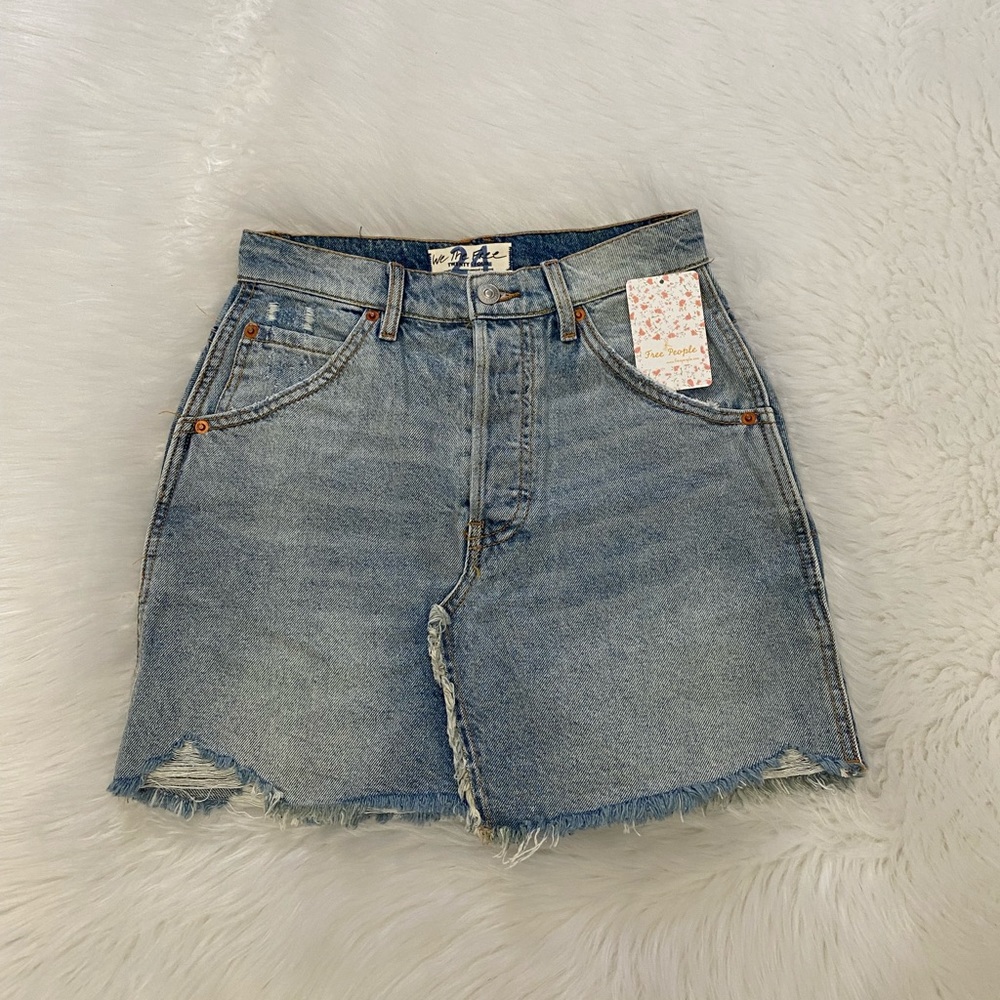 NEW wTag-FREE PEOPLE Mile High Blue Denim Skirt 24